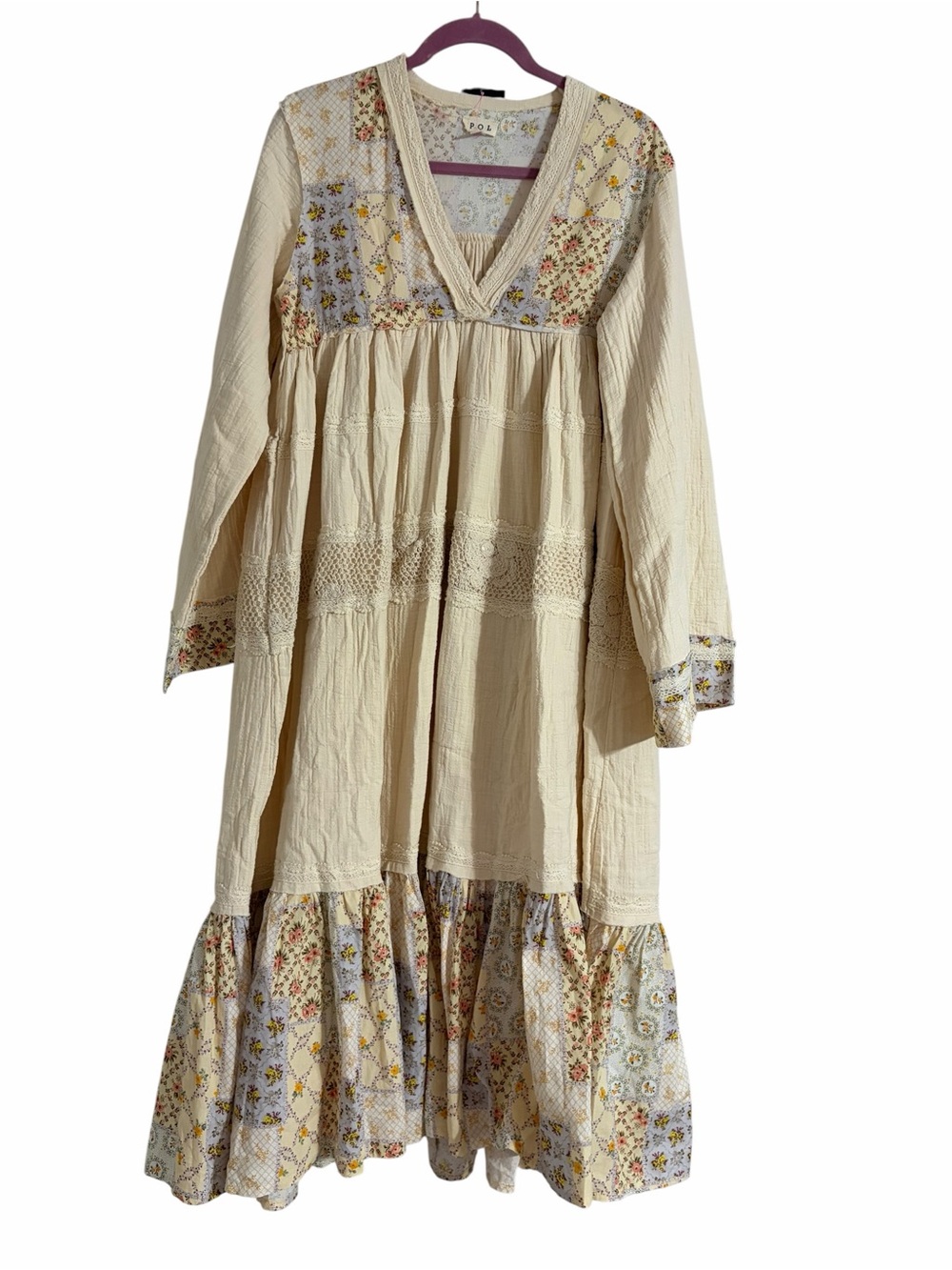 POL Cream Floral Midi Dress oversized!